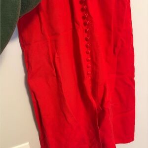 LOFT Red Button-Front Skirt